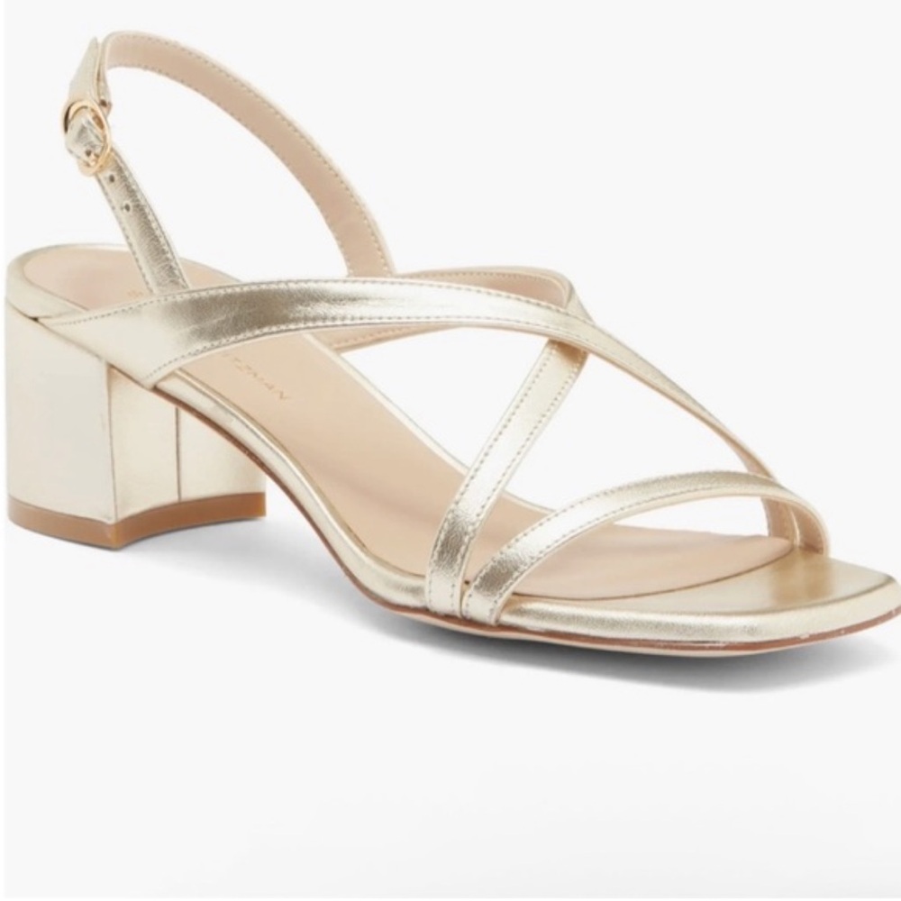 Stuart Weitzman NEW Women's Oasis 50 Block Sandal Pump, Gold, Size 8 $495 MSRP🔥